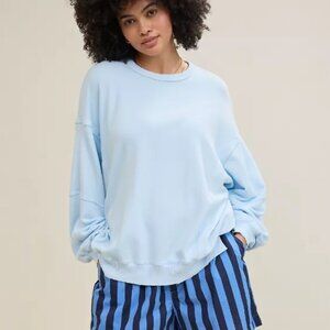 American Eagle Aerie Light Crewneck Sweatshirt - Light Blue OVERSIZED XX-Small